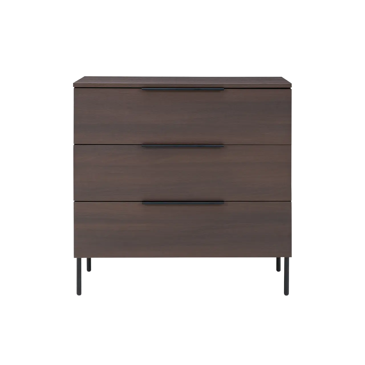 Luna Espresso 3‑Drawer Chest – Modern Dark Woodgrain Dresser