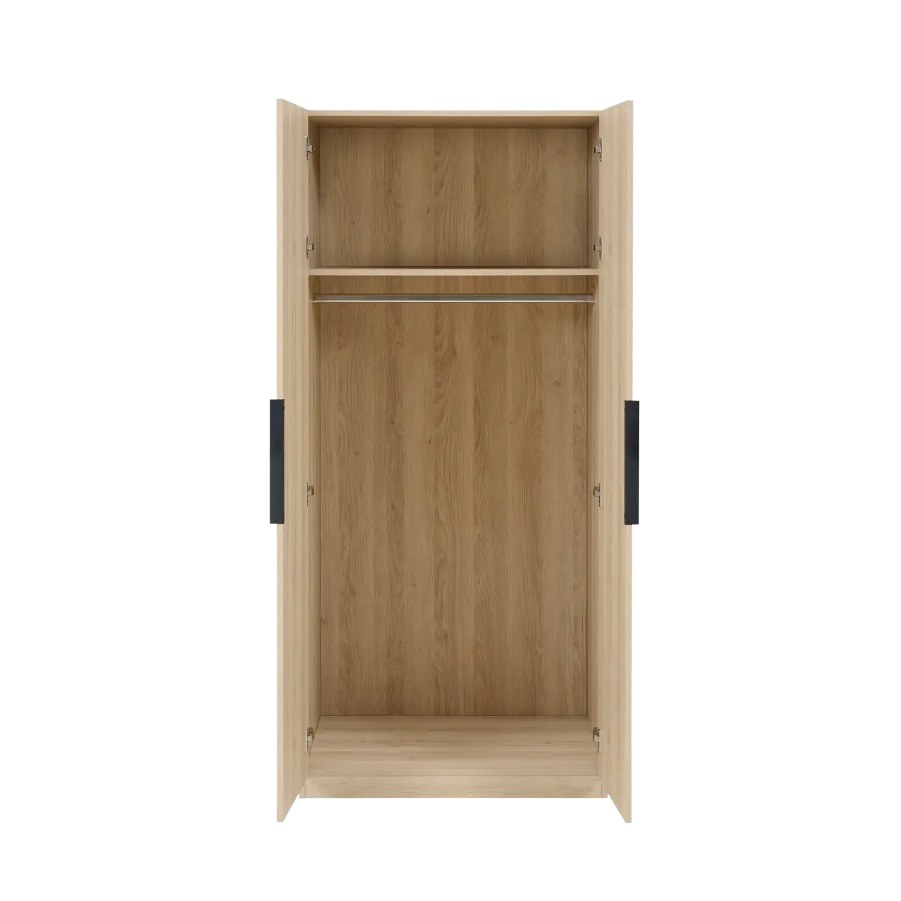 Luna Oak Wardrobe – Compact Modern Double Wardrobe with Hanging Rail - Image 2