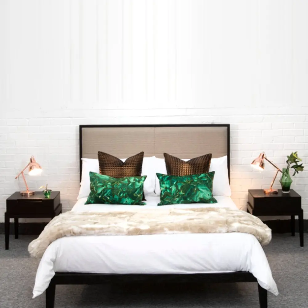 Twenty10 Design Orchid Kingsize Bed in Wenge with Beige Fabric Headboard - Image 4