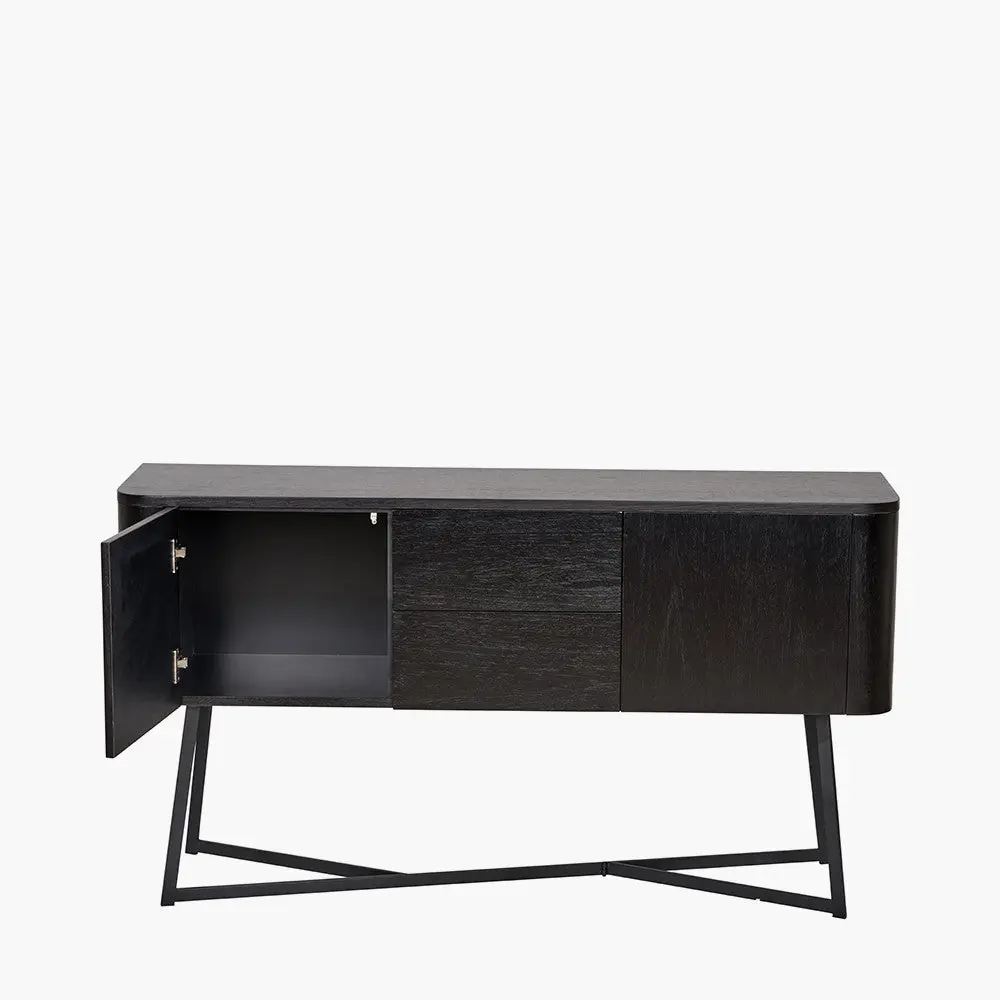 Ukiah Black Ash Veneer and Black Metal 2 Door 2 Drawer Sideboard - Image 12
