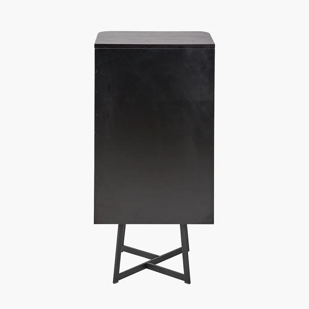 Ukiah Black Ash Veneer and Black Metal 5 Drawer Tall Unit - Image 7