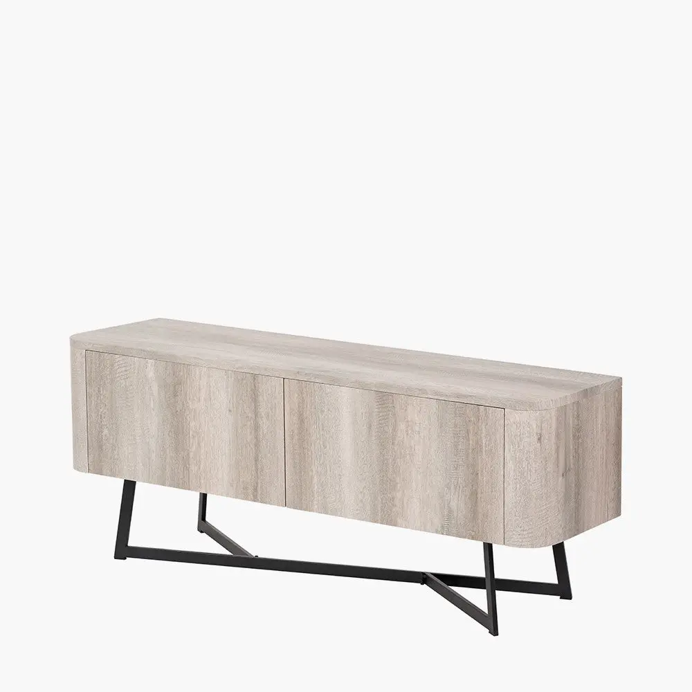 Ukiah Grey Oak Veneer and Black Metal 2 Door Low Unit - Image 11