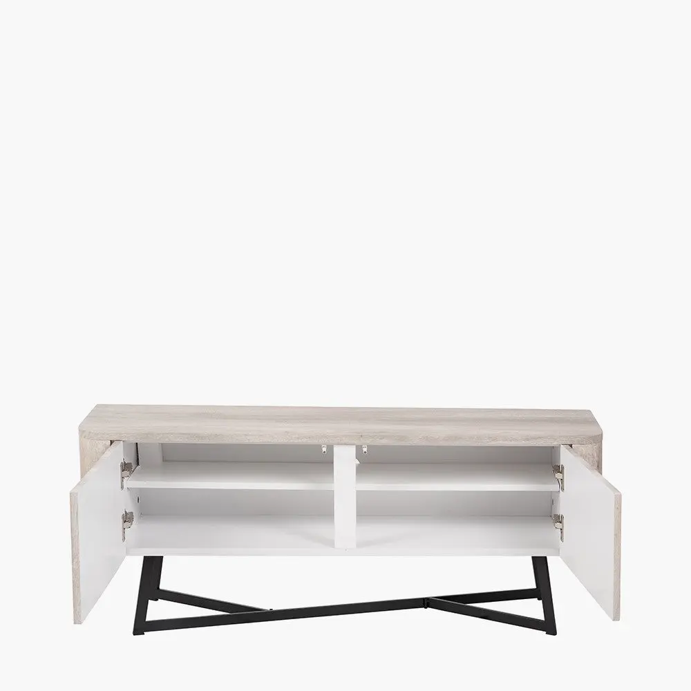 Ukiah Grey Oak Veneer and Black Metal 2 Door Low Unit - Image 12