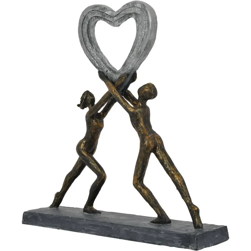 Uplifting Love Couple with Heart Resin Sculpture - Image 4