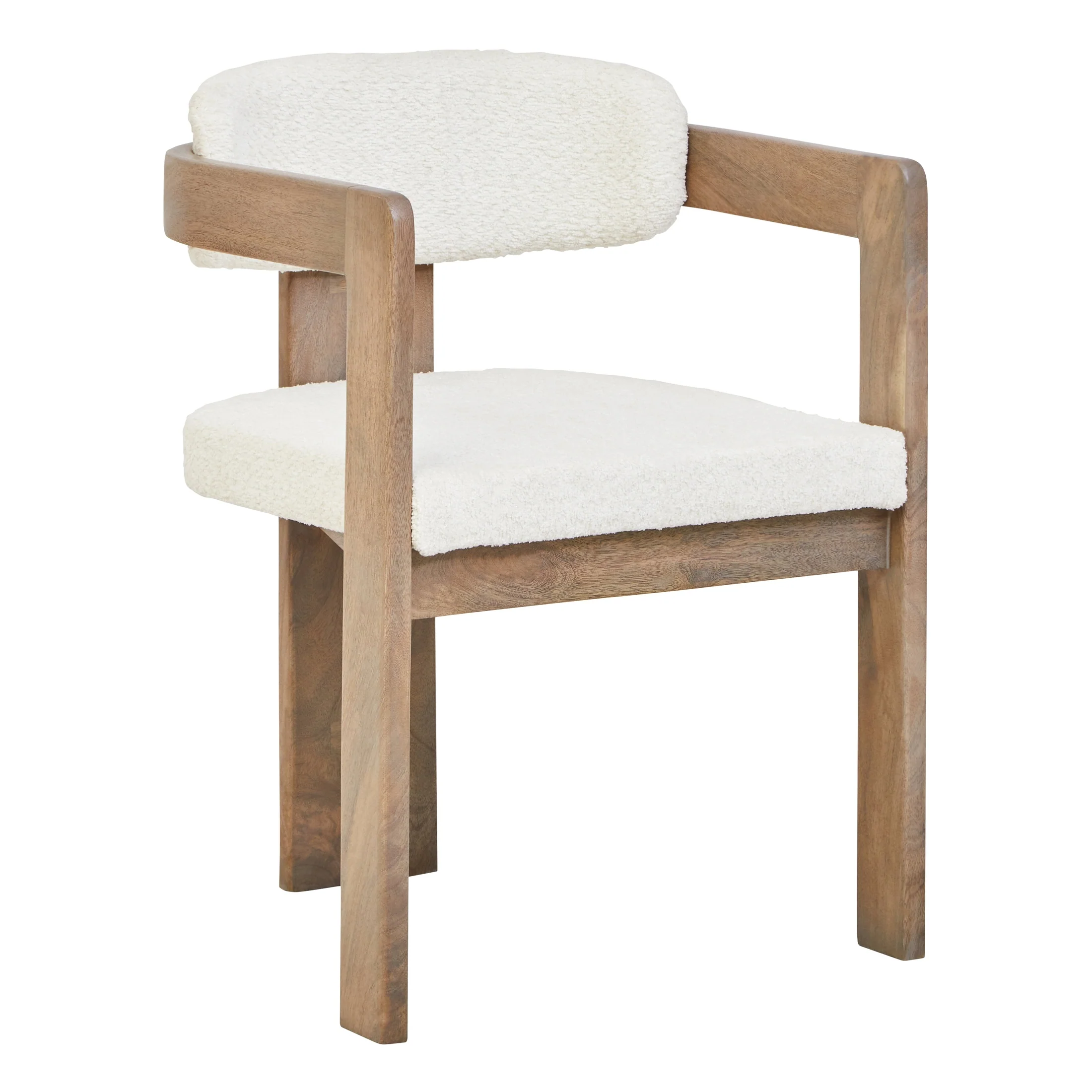 Varello Grey Mango Wood Dining Chair with Cream Upholstery - Image 2