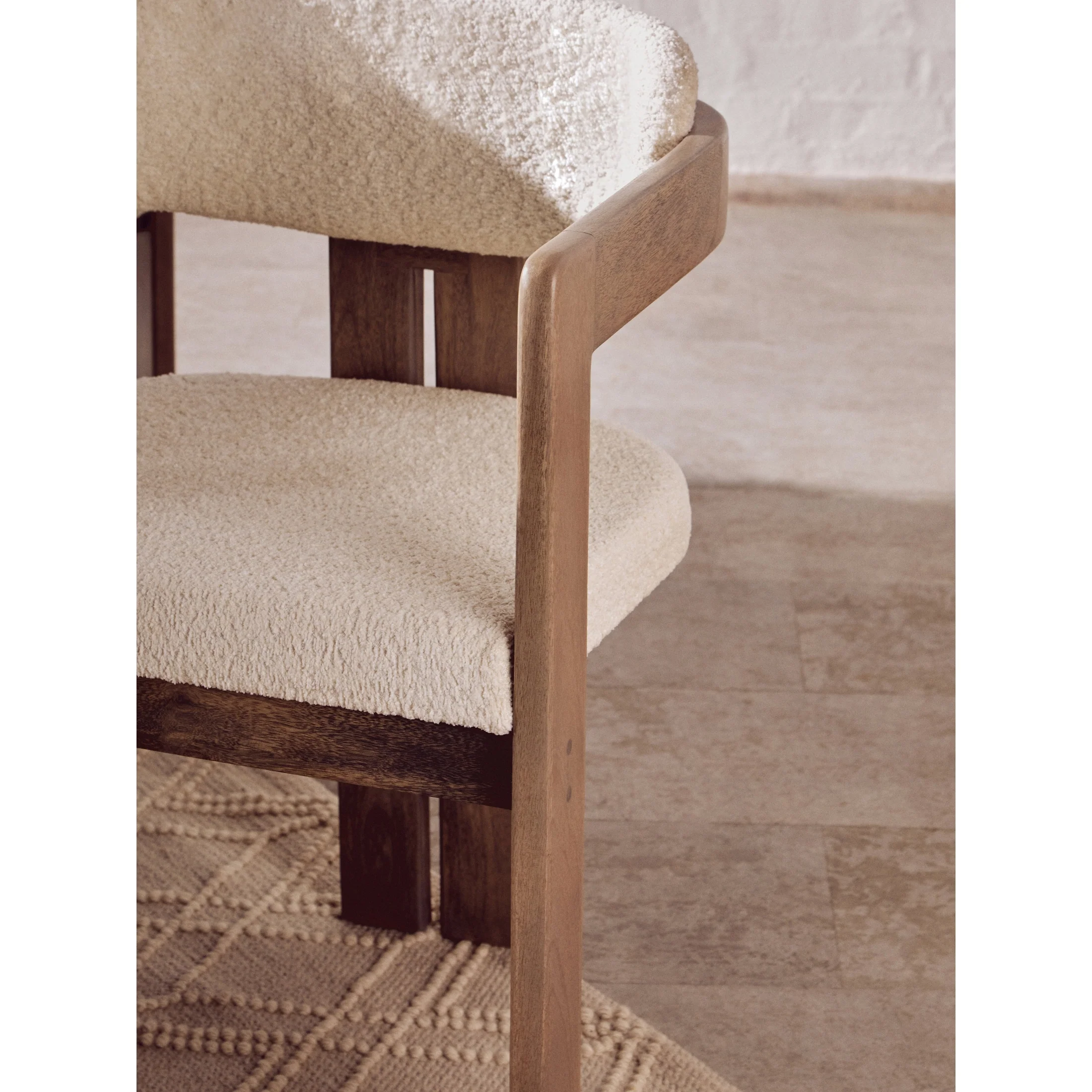 Varello Grey Mango Wood Dining Chair with Cream Upholstery - Image 9