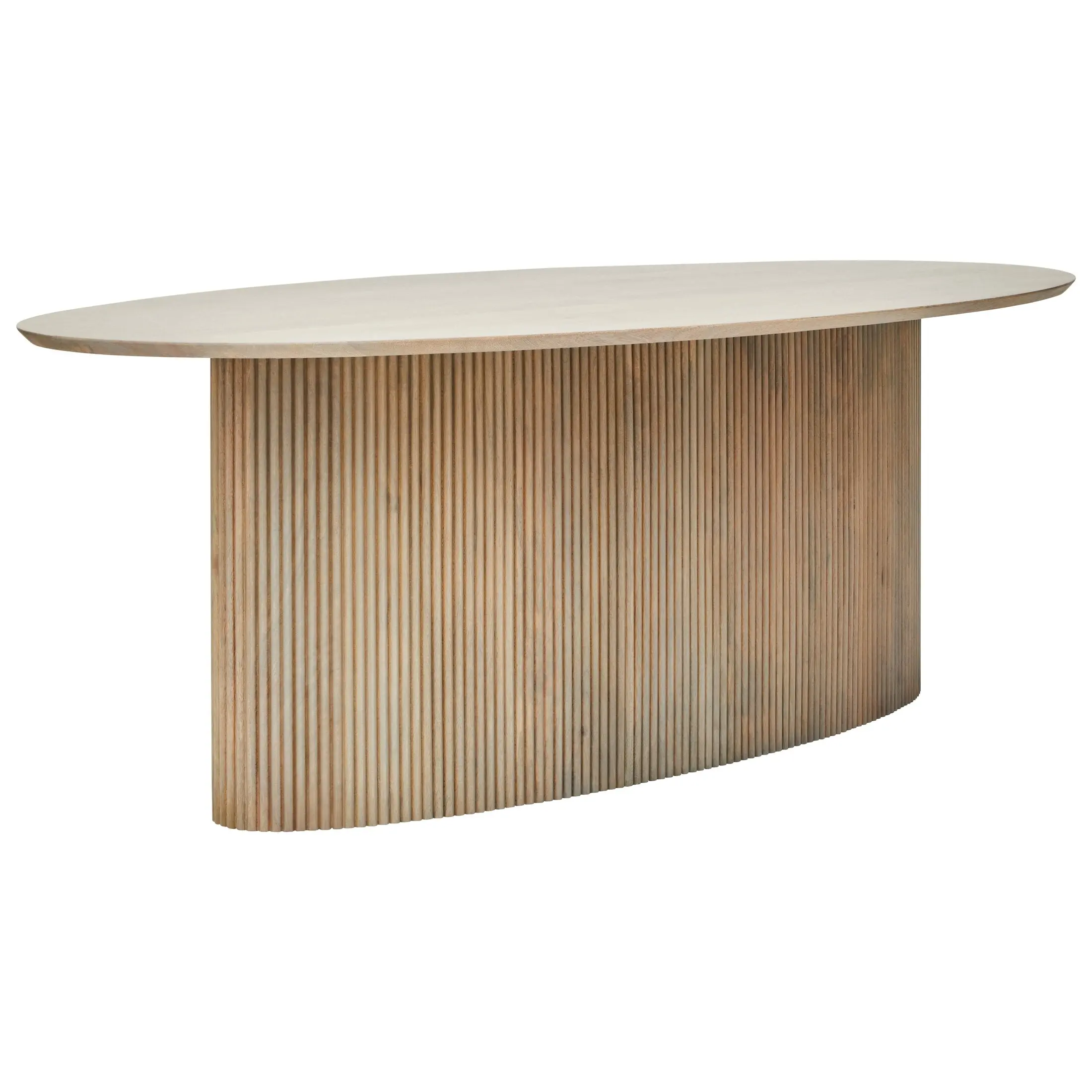 Varello Grey Mango Wood Oval Dining Table with Ridge Base