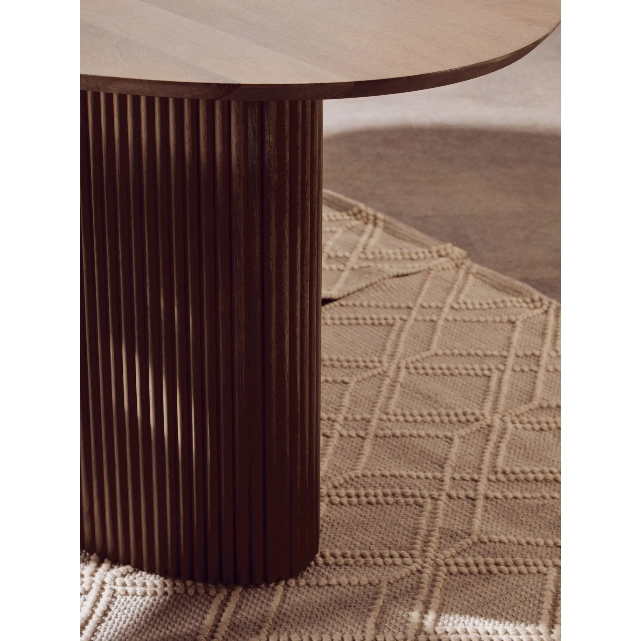 Varello Grey Mango Wood Oval Dining Table with Ridge Base - Image 10