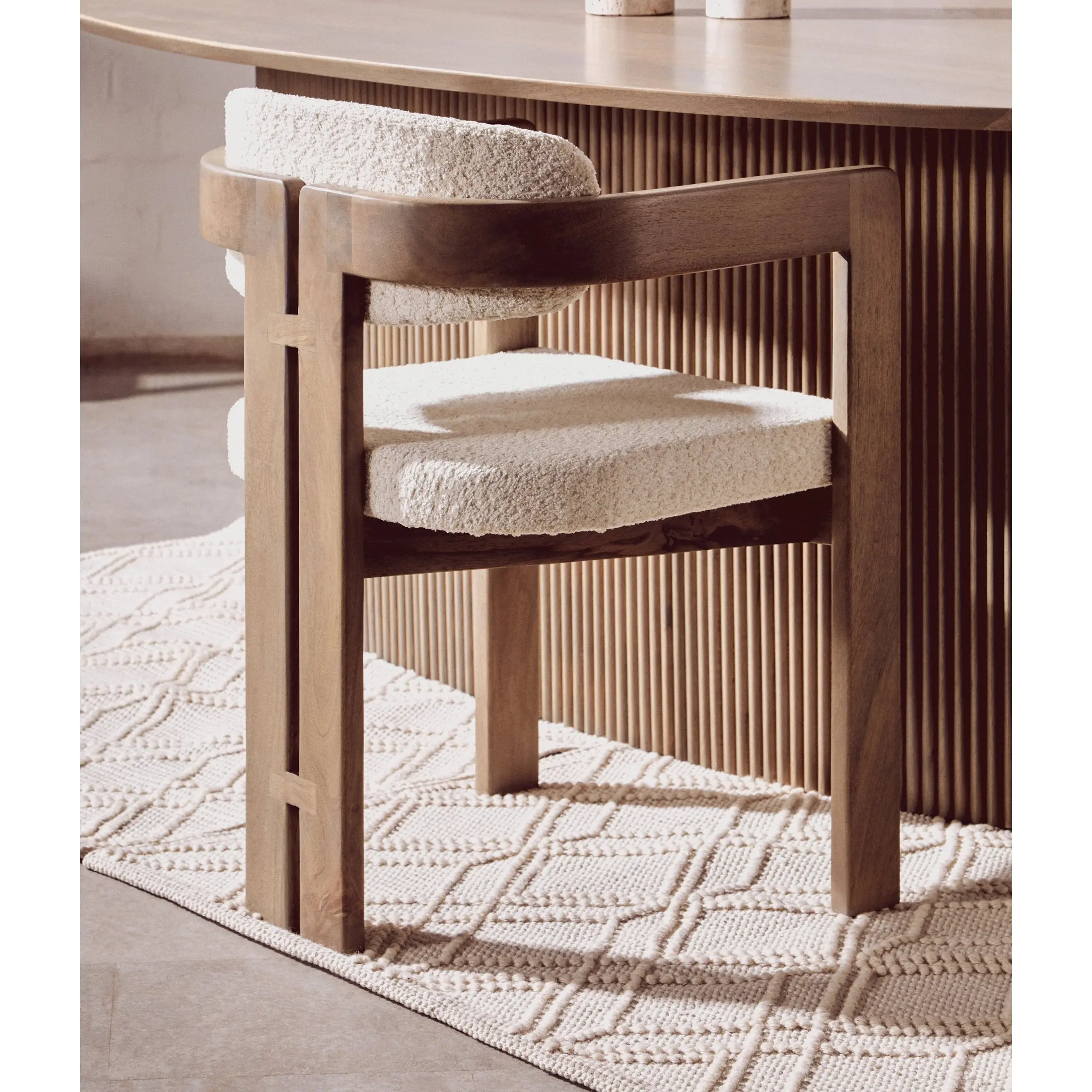 Varello Grey Mango Wood Oval Dining Table with Ridge Base - Image 11