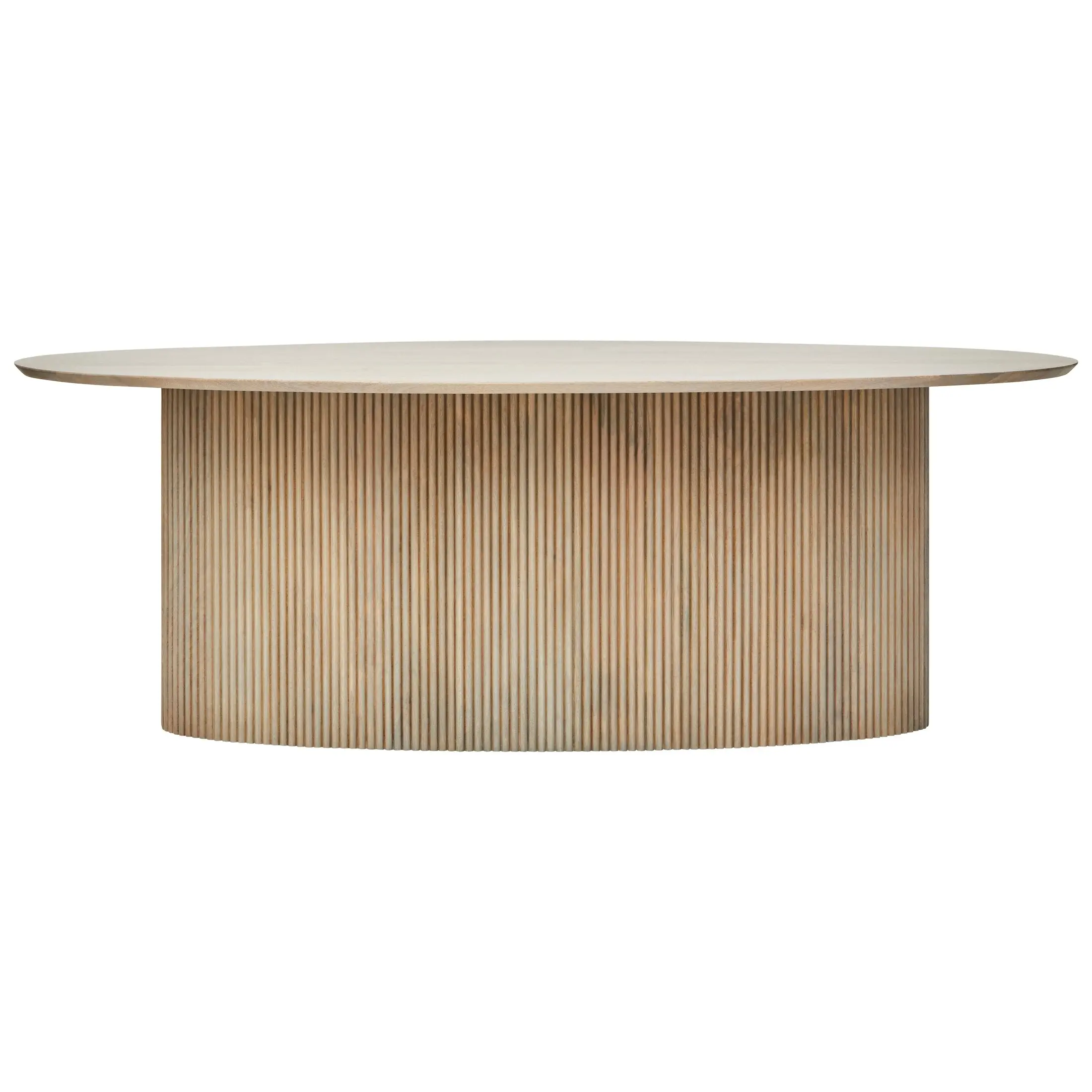 Varello Grey Mango Wood Oval Dining Table with Ridge Base - Image 12