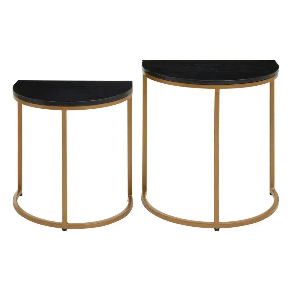 Vareno Nest Of Two Half Moon Black Marble Top Tables - Image 7