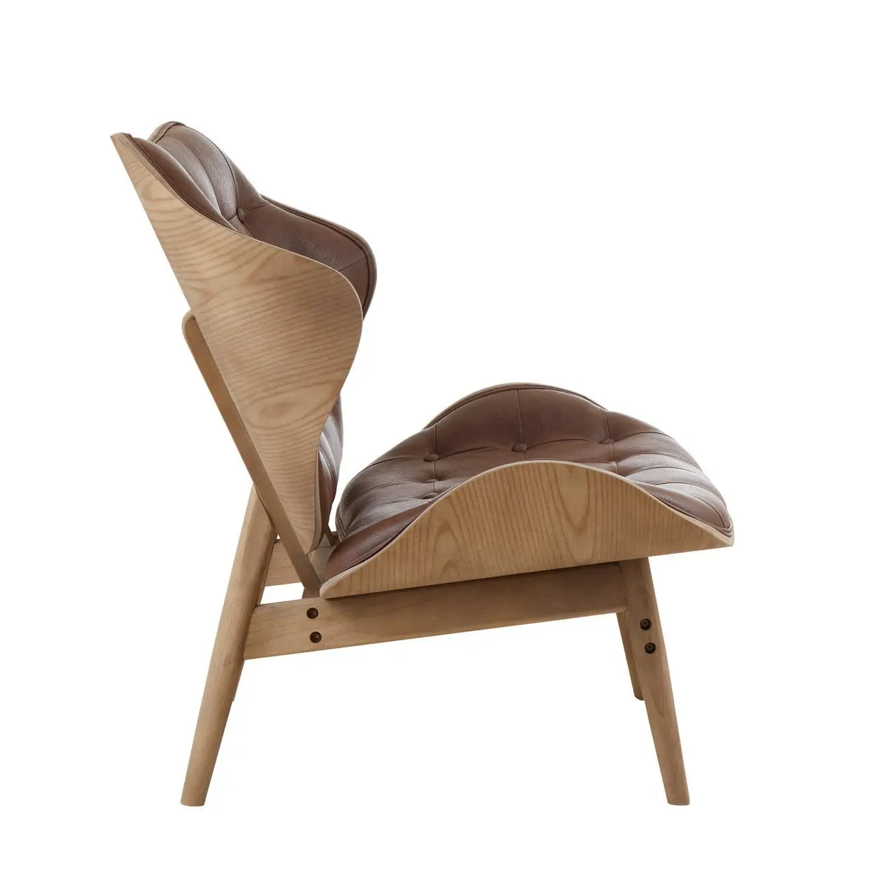 Vasile Brown Leather Chair with Button Detail - Image 4