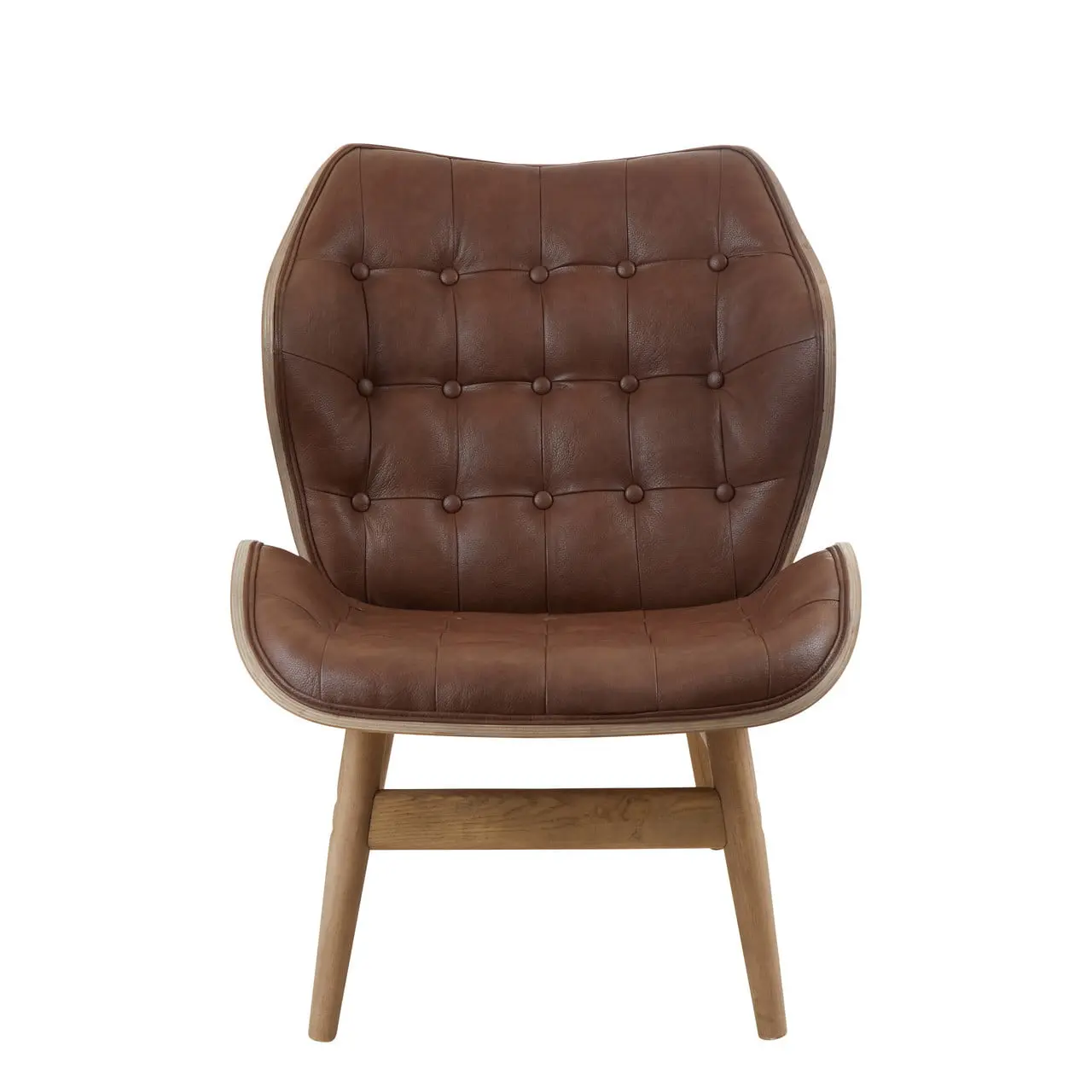 Vasile Brown Leather Chair with Button Detail - Image 9