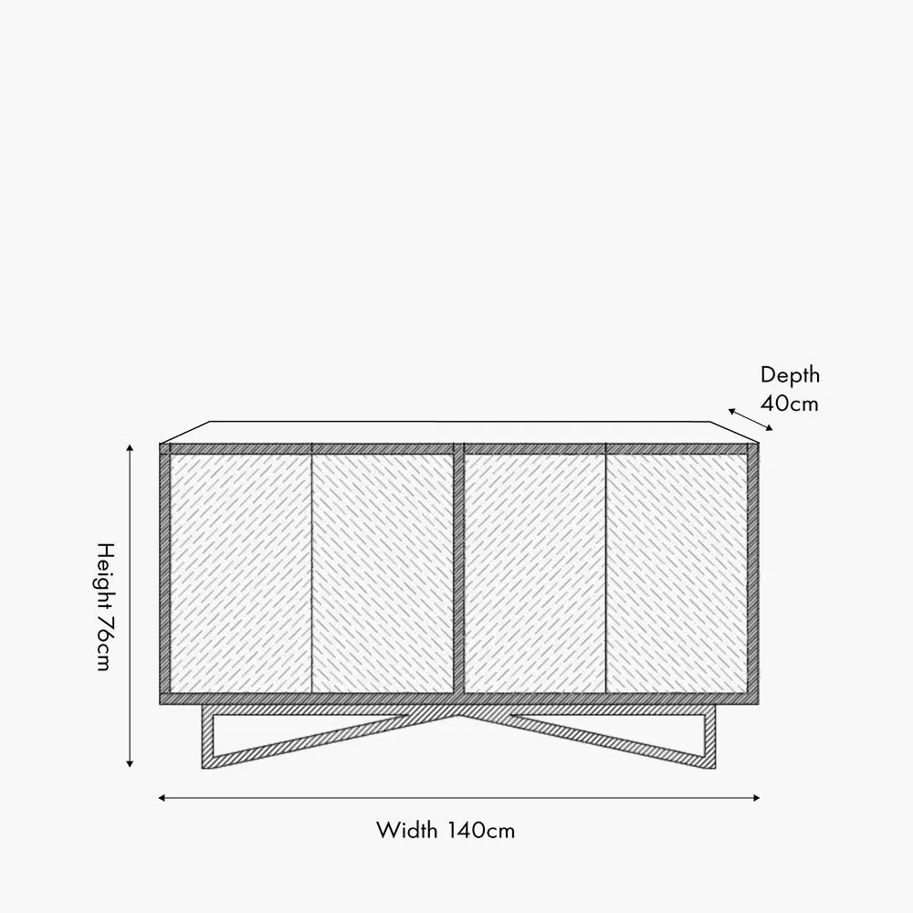 Verde Black Mango Wood & Stone Veneer 4 Door Sideboard – Modern Storage - Image 17