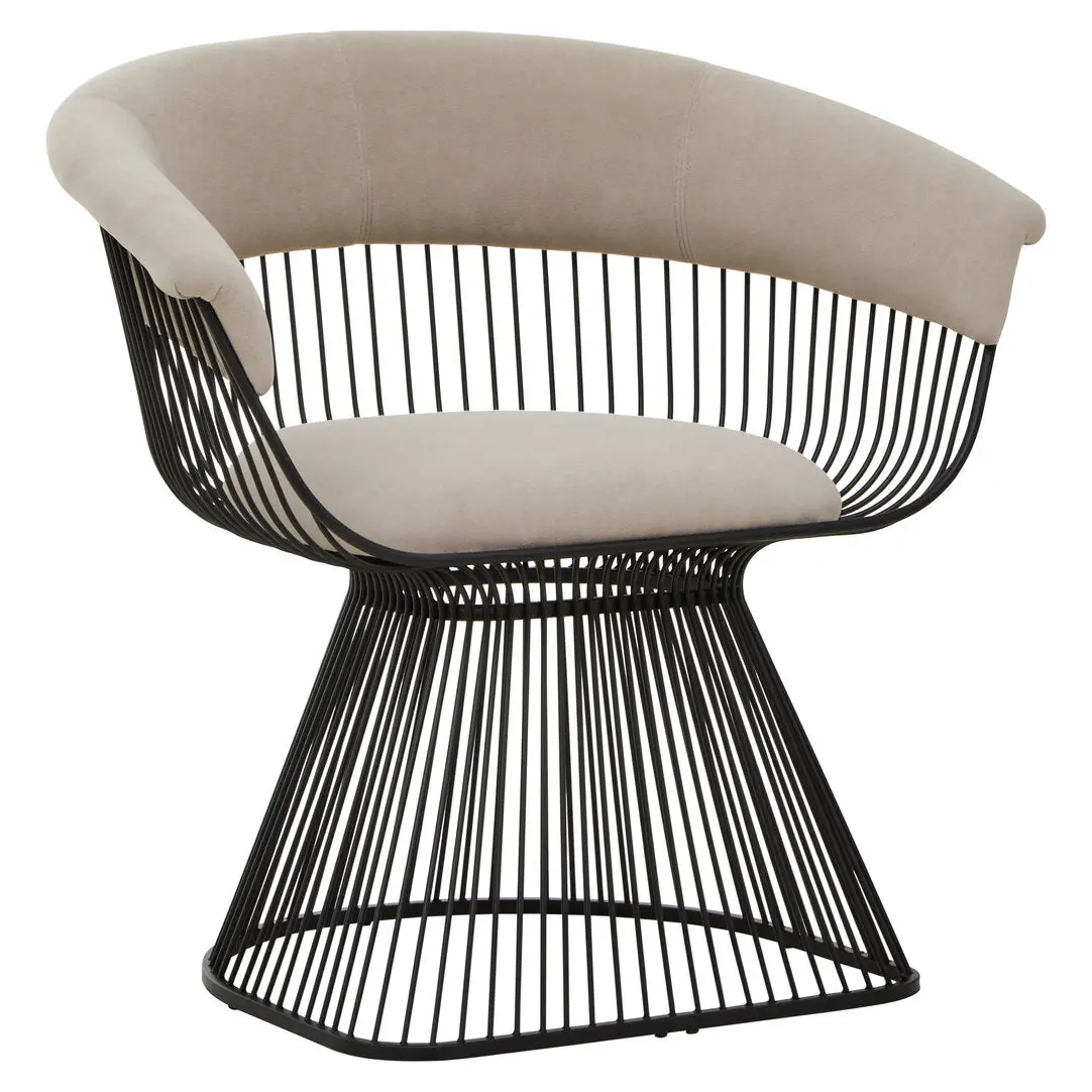 Von Mink Velvet and Black Frame Chair - Image 2