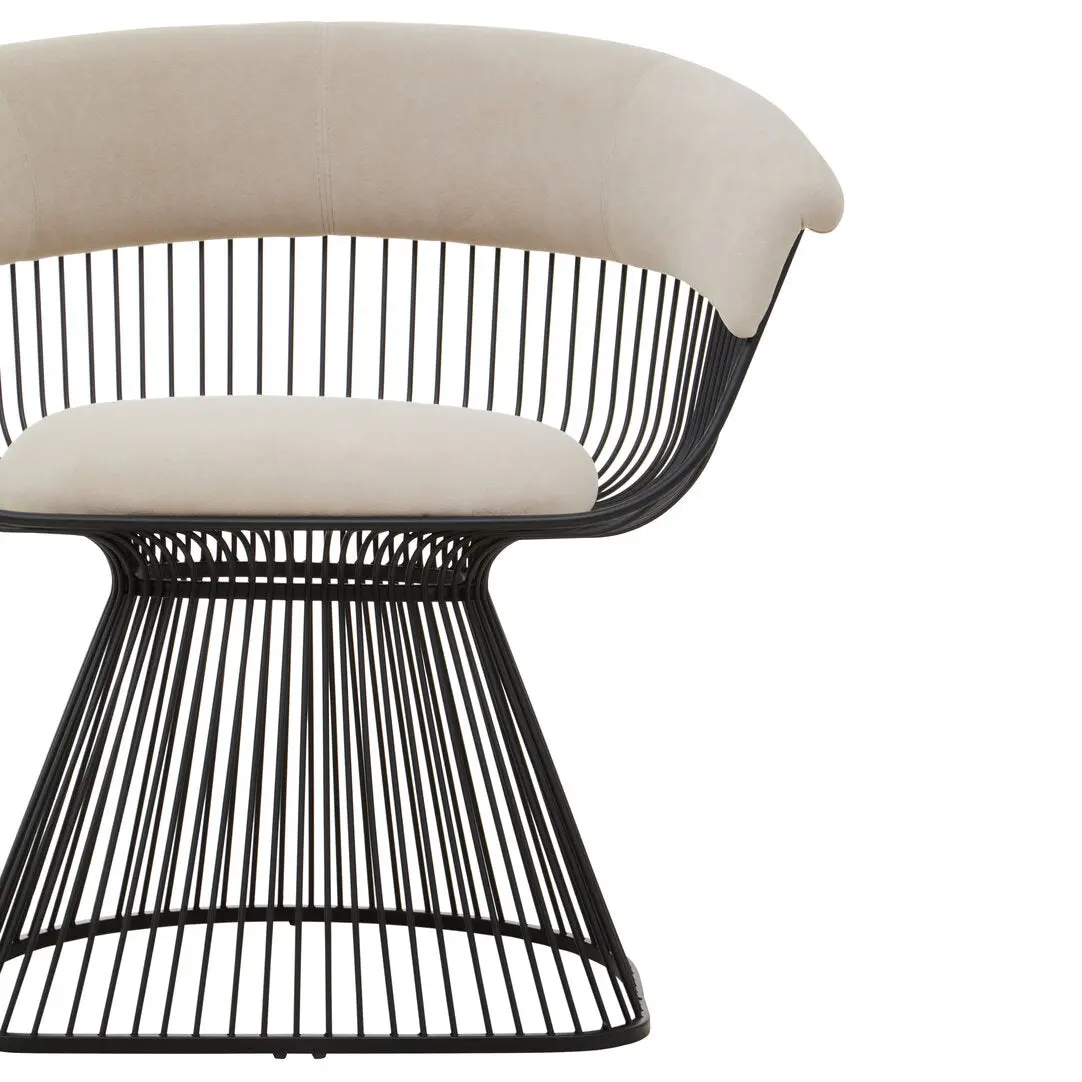 Von Mink Velvet and Black Frame Chair - Image 4