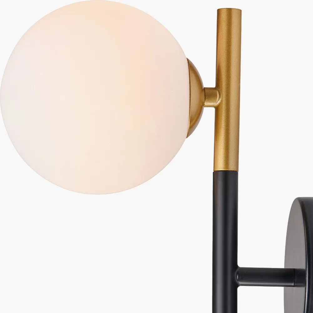 Wanda White Orb & Black Metal Wall Light - Image 2