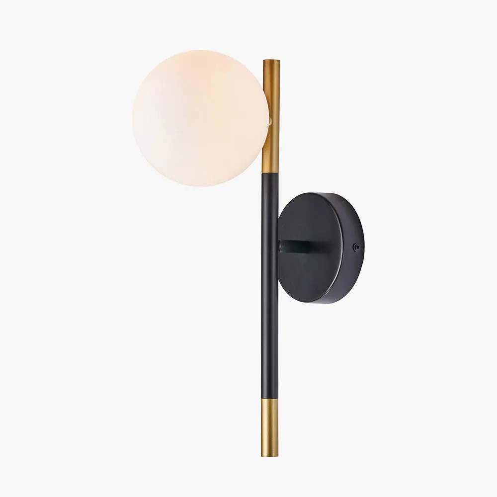 Wanda White Orb & Black Metal Wall Light - Image 5