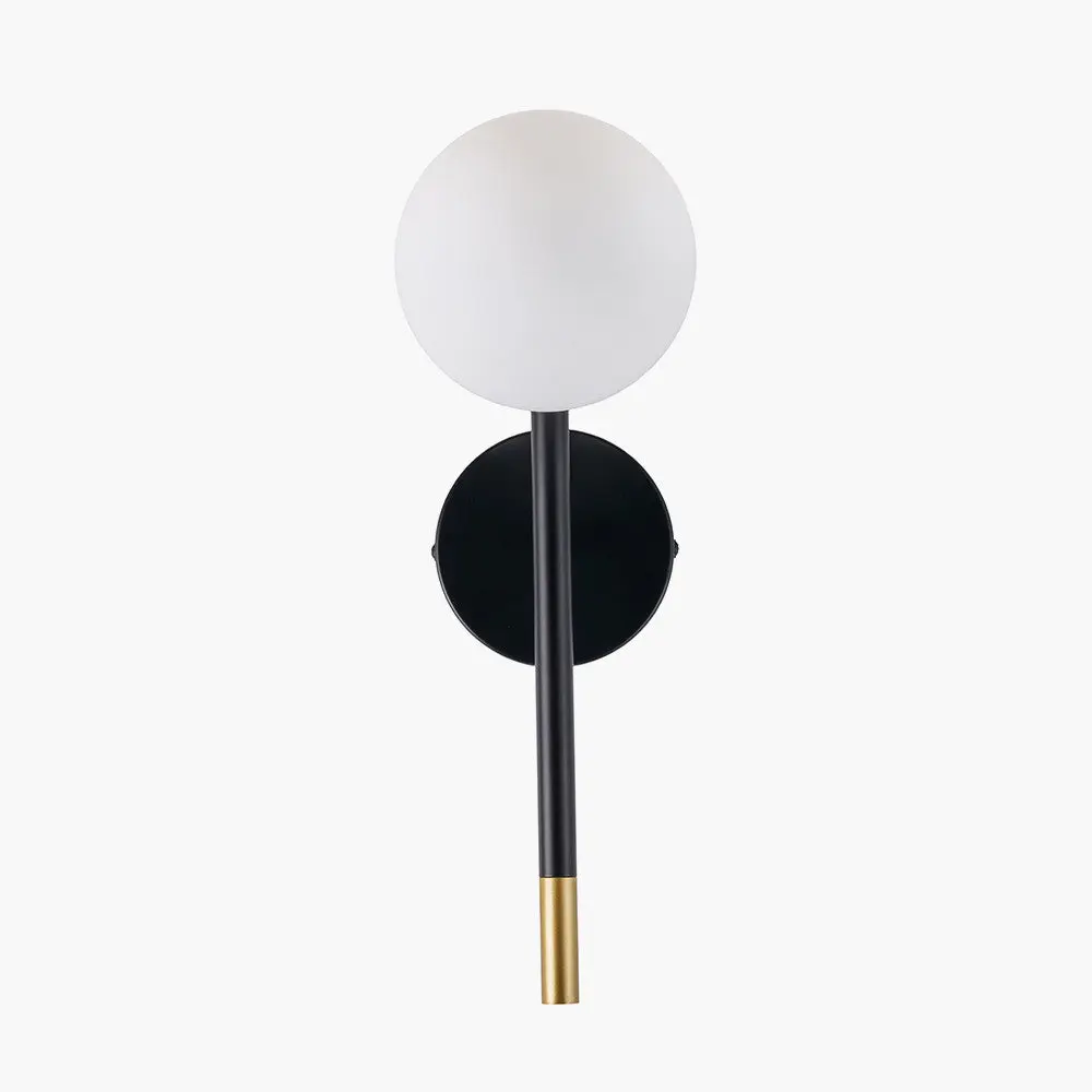 Wanda White Orb & Black Metal Wall Light - Image 6