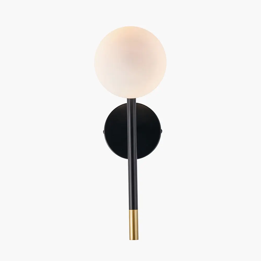 Wanda White Orb & Black Metal Wall Light - Image 7