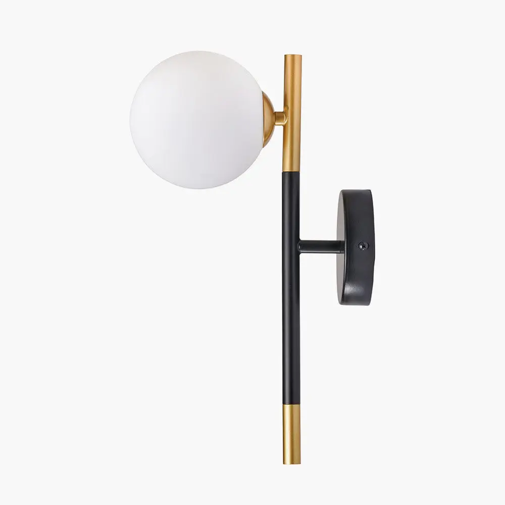 Wanda White Orb & Black Metal Wall Light - Image 8
