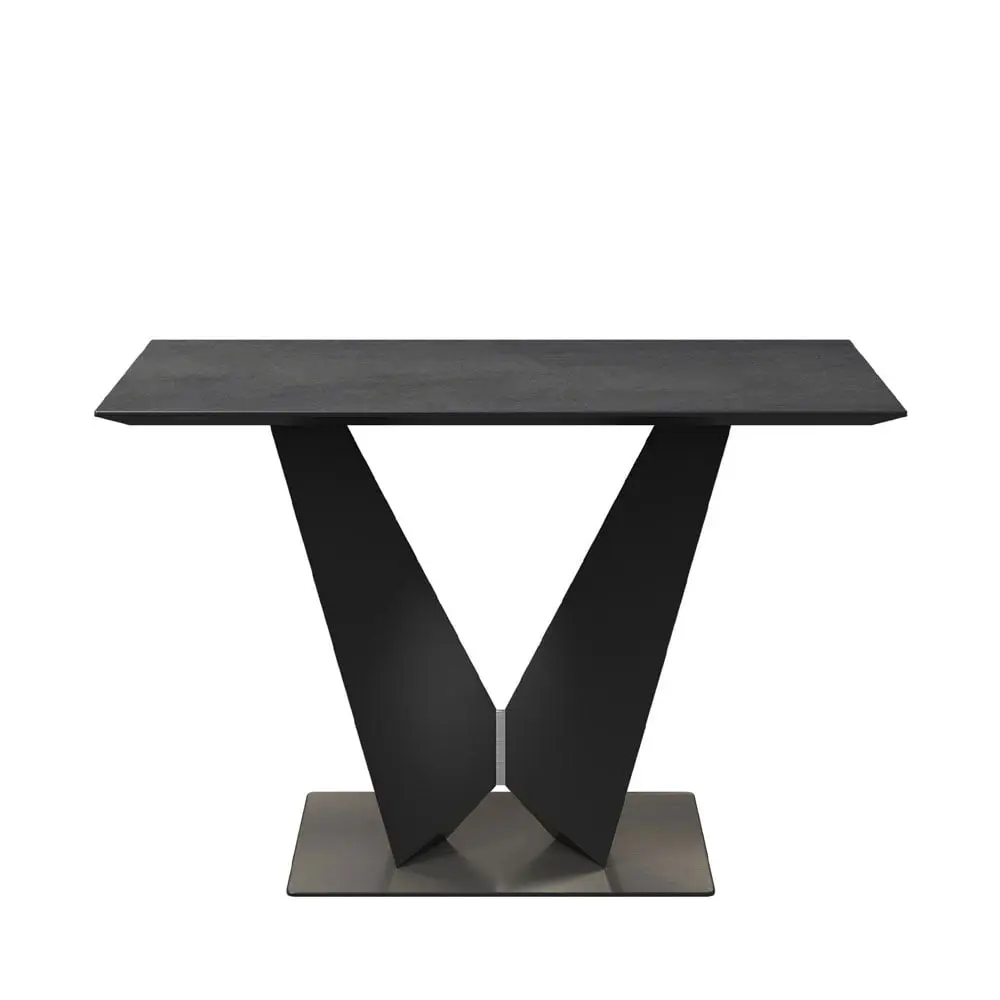 Westmere Slate Grey Ceramic Console Table – Brushed Stainless Steel Base