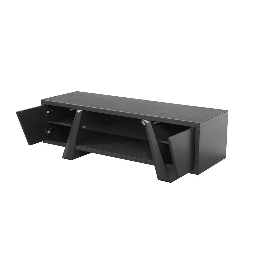 Westmere Slate Grey Ceramic TV Unit – Brushed Stainless Steel Base - Image 2