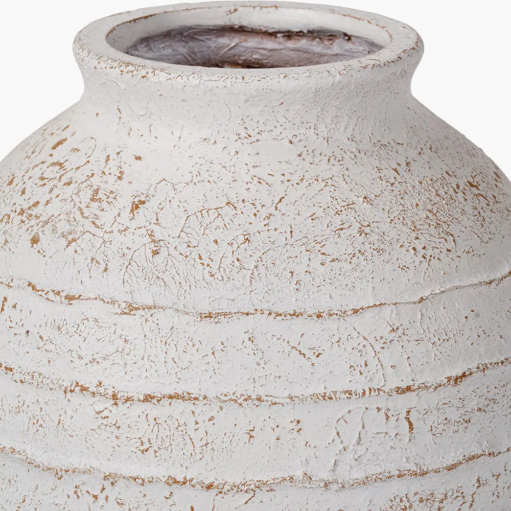 Large White Wash Fibrestone Ribbed Vase – Decorative Modern Accent - Image 6