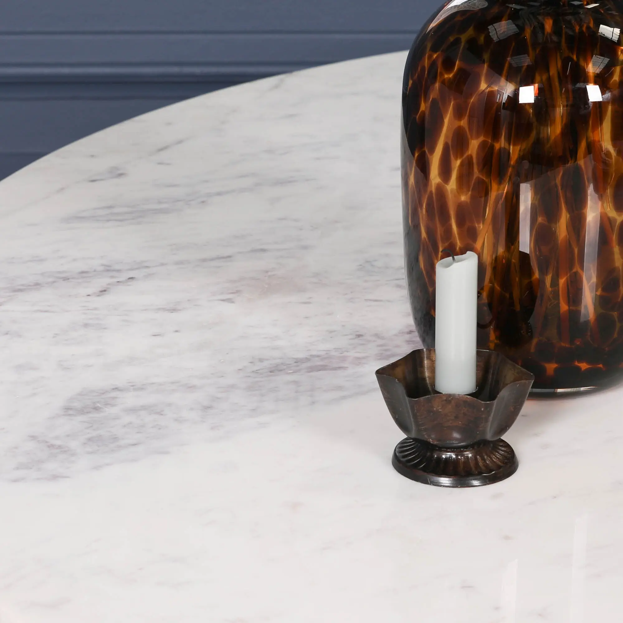 Wooden Acacia Natural Marble Top Dining Table - Image 4