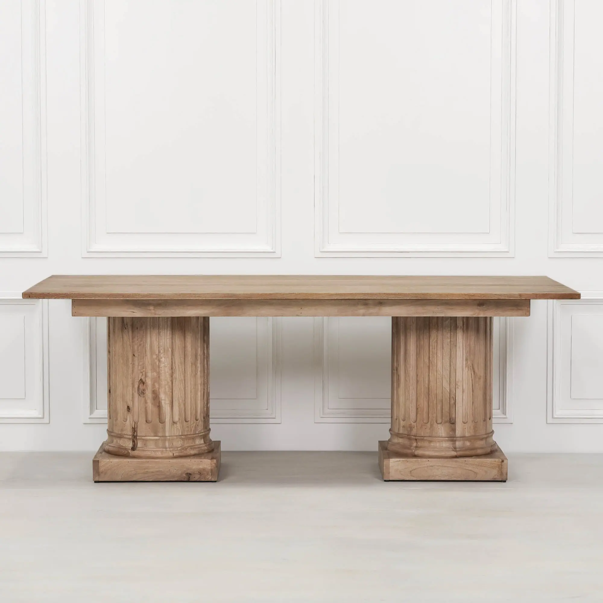 Wooden Column Rectangular Dining Table 220cm with Rustic Finish - Image 7