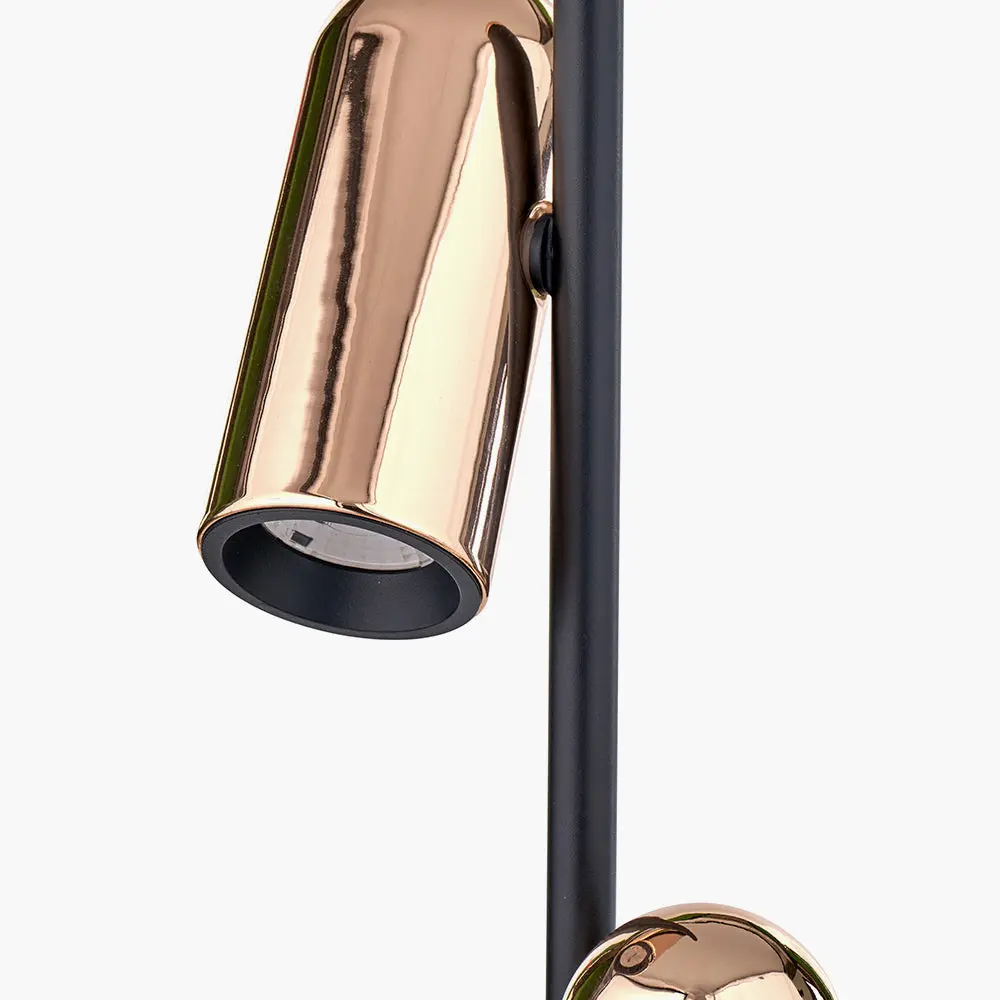 Xena Black and Rose Gold Metal LED Floor Lamp - Image 9